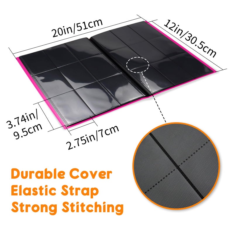 KIOEEE Pink Card Binder 9 Pocket, PP Cover Trading Card Binder for 360 Cards, Sturdy Card Collection Album, Card Holder Folders for MTG, TCG, Game Cards & Sports Cards - Image 2